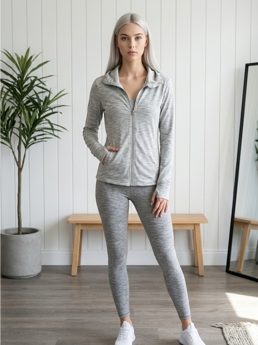 Columbia Light Gray Zip-Up Jacket Small Lightweight Minimalist Cotton Blend